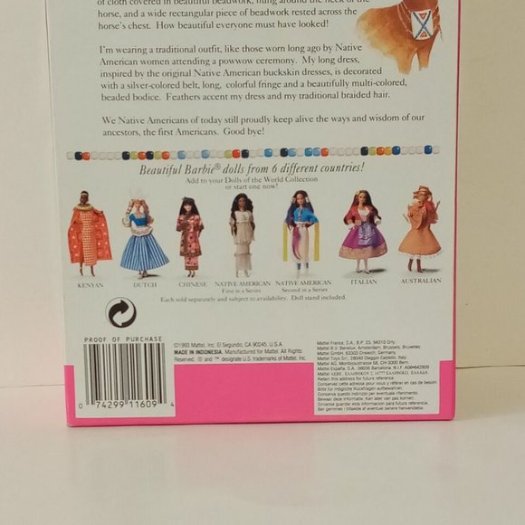 Native American Barbie 2nd Edition 11609 Vintage 1993 Dolls of the World MINT - Picture 10 of 11